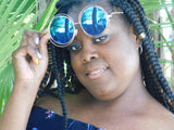 Blue Lens Sunglasses w/ Gold Frames